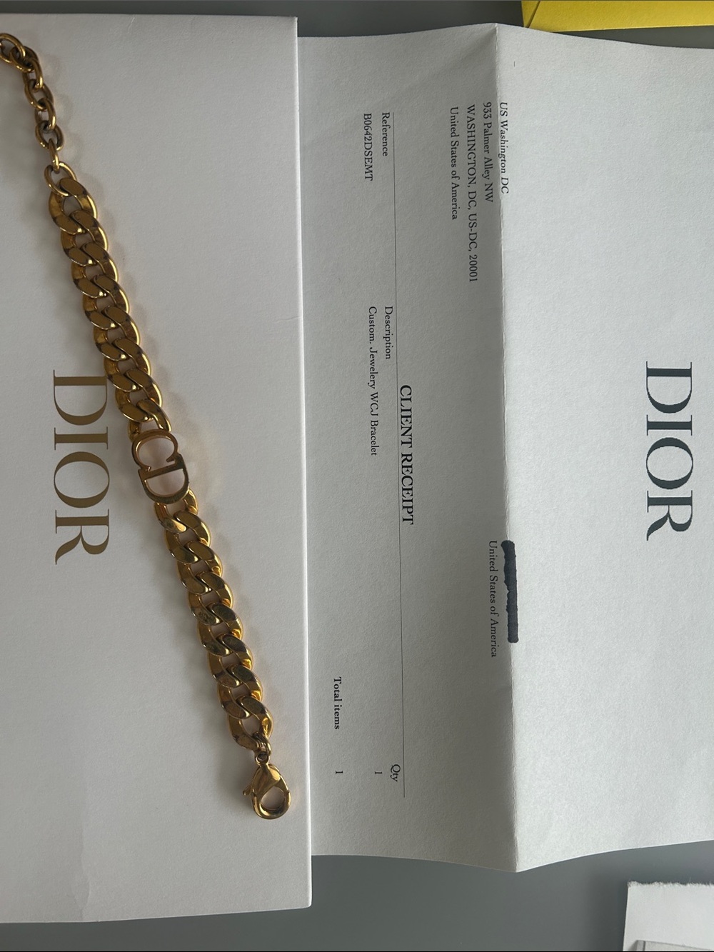 Authentic CHRISTIAN DIOR Gold Link Chain Bracelet. Purchased at the Dior store